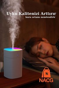 H2o Humidifier 400 Ml Ulrasonik Araba - Oda Hava Nemlendirici Buhar Makinesi Ve Aroma Difüzörü ürün fotoğrafı