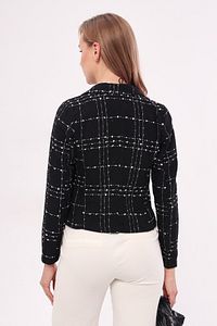 Kadın Siyah Kruvaze Yaka Tüvit Crop Ceket ARM-24K001014 ürün fotoğrafı