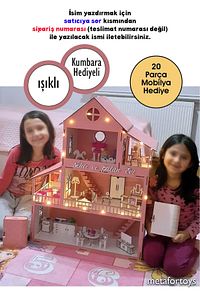 60 Cm Işıklı Ahşap Oyun Evi (PEMBE) ürün fotoğrafı