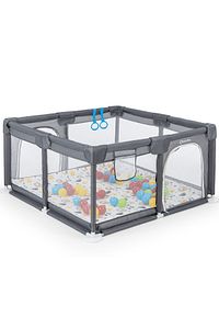 Playard Güvenli Bebek Ve Çocuk Oyun Alanı Oyun Parkı 120x120 Oyun Matı Topları Ve ,yataklı Gri ürün fotoğrafı