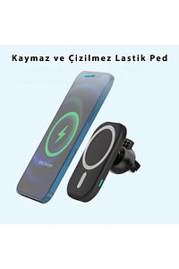 15w Iphone 12 13 14 15 16 Pro Max Mini Magsafe Kablosuz Araç Şarj Aleti ürün fotoğrafı