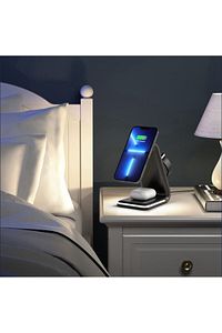 3in1 15w Iphone Airpods Watch Kablosuz Şarj Standı Rgb Ledli B17 ürün fotoğrafı