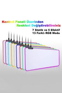 Rgb Beyaz Speed Yüzey Mouse Pad 70x30 Cm 13 Farklı Renk Modu Su Geçirmez Oyuncu Gaming Xl Mousepad ürün fotoğrafı