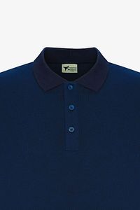 Erkek Çekmeyen Pamuklu Kumaş Slim Fit Dar Kesim Lacivert Kıvrılmaz Polo Yaka Tişört ürün fotoğrafı