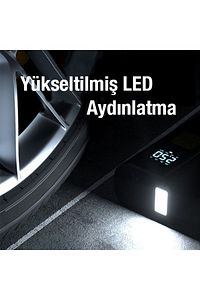 ST-9620B Dijital Led Işıklı Taşınabilir Şarjlı Araç Lastik Hava Şişirme Pompası SİYAH ürün fotoğrafı