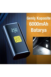 ST-9620B Dijital Led Işıklı Taşınabilir Şarjlı Araç Lastik Hava Şişirme Pompası SİYAH ürün fotoğrafı