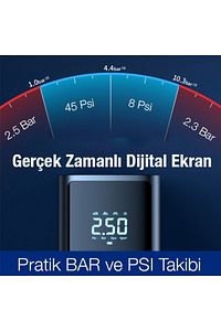 ST-9620B Dijital Led Işıklı Taşınabilir Şarjlı Araç Lastik Hava Şişirme Pompası SİYAH ürün fotoğrafı