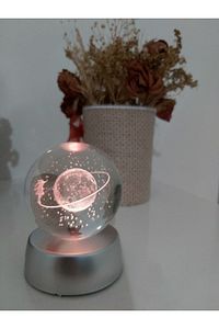 3d Satürn Kız Kristal Işıklı Cam Küre ürün fotoğrafı