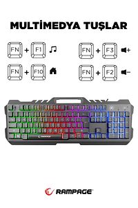 Kb-r57 X-jammer Gökkuşağı Aydınlatmalı Usb Tam Türkçe Gaming Oyuncu Klavyesi ürün fotoğrafı