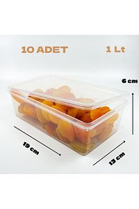 Plastik Saklama Kabı 1 Ltre 10 Adet Kendinden Kapaklı Dondurucu Kabı Hava Almaz 19x13x6 Cm ürün fotoğrafı