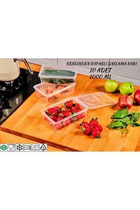 Plastik Saklama Kabı 1 Ltre 10 Adet Kendinden Kapaklı Dondurucu Kabı Hava Almaz 19x13x6 Cm ürün fotoğrafı