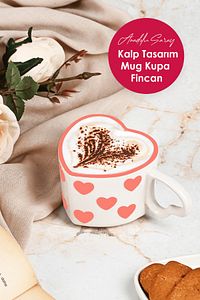 2'li El Yapımı Seramik Kalp Tasarım Mug Kupa Fincan Handmade El Yapımı Mug Fincan Kupa Kahve Kupası ürün fotoğrafı