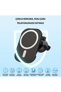 15w Iphone 12 13 14 15 16 Pro Max Mini Magsafe Kablosuz Araç Şarj Aleti ürün fotoğrafı