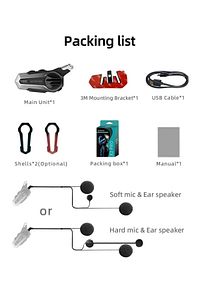 Motosiklet Kask Kulaklık Intercom Bluetooth 5.3 Interkom Seti 2kişilik 1adet Pro.motocykle ürün fotoğrafı