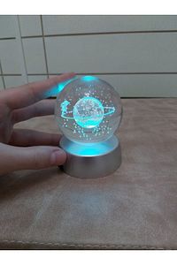 3d Satürn Kız Kristal Işıklı Cam Küre ürün fotoğrafı