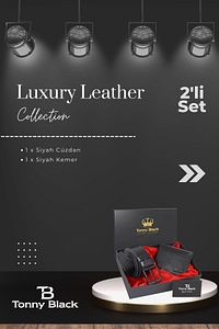 Orijinal Erkek Özel Hediye Kutulu 2'li Set Luxury Serisi Damat Hediyelik Şık Deri Kemer Cüzdan Seti ürün fotoğrafı