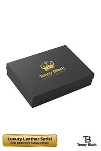 Orijinal Erkek Özel Hediye Kutulu 2'li Set Luxury Serisi Damat Hediyelik Şık Deri Kemer Cüzdan Seti ürün fotoğrafı