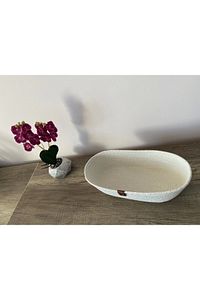 Krem Rengi Büyük Boy Dekoratif Kutu,saklama Kutusu,banyo Aksesuarı ürün fotoğrafı