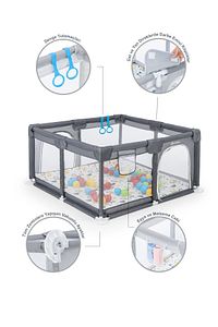 Playard Güvenli Bebek Ve Çocuk Oyun Alanı Oyun Parkı 120x120 Oyun Matı Topları Ve ,yataklı Gri ürün fotoğrafı