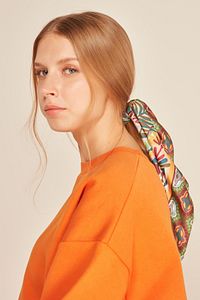 13943 Etnik Desenli Safran Bandana Fular ürün fotoğrafı