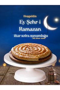 Dönen Ramazan Sofra Pasta Sıvama Ve Sunum Standı - Döner Başlıklı Beyaz Ayaklı ürün fotoğrafı