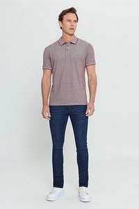 Erkek Çekmeyen Pamuklu Kumaş Slim Fit Dar Kesim Bordo Kıvrılmaz Polo Yaka T-shirt ürün fotoğrafı