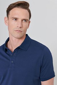 Erkek Çekmeyen Pamuklu Kumaş Slim Fit Dar Kesim Lacivert Kıvrılmaz Polo Yaka Tişört ürün fotoğrafı