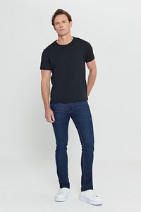 Erkek Siyah %100 Pamuk Slim Fit Dar Kesim Bisiklet Yaka Basic Tişört ürün fotoğrafı