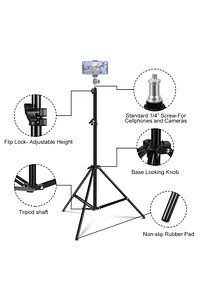 Bluetooth Kumandalı 210 Cm Tripod Telefon Tutuculu Selfie Çubuğu Telefon, Kamera Ve Lamba Tripodu ürün fotoğrafı