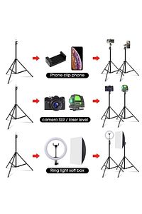 Bluetooth Kumandalı 210 Cm Tripod Telefon Tutuculu Selfie Çubuğu Telefon, Kamera Ve Lamba Tripodu ürün fotoğrafı