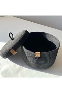 Siyah Ikili Tek Kapaklı Kutu Set, Dekoratif Kutu Set, Saklama Kabı, Banyo Aksesuarı ürün fotoğrafı
