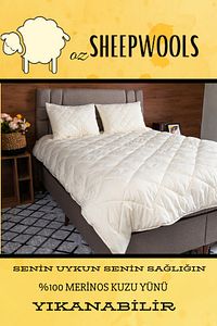 Yün Yorgan Tek Kişilik Yün Yorgan %100 Merinos Kuzu Yünü %100 Pamuk Kumaş Yıkanabilir Organik Doğal ürün fotoğrafı