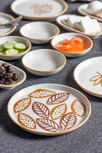 14 Parça 6 Kişilik Handmade Kahve Yaprak Kahvaltı Takımı - Lüx Kahvaltılık Sunum Seti ürün fotoğrafı