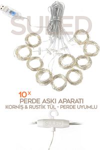 Sl-1034- 300 Ledli 10 Saçaklı Sarı Led Kumandalı 8 Modlu Perde Led Peri Mutfak Işık Dekoratif Lamba ürün fotoğrafı