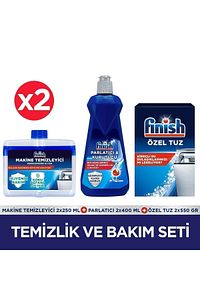 Temizlik ve Bakım Seti ( Parlatıcı 400 ml + Makine Temizleyici Sıvı 250 ml + Tuz 550 g) x 2 ürün fotoğrafı