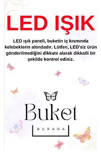 Led Işıklı Pembe Kelebek Buketi Sevgiliye Özel Hediye Çiçek Doğum Günü Kız Arkadaşa Eşe Anneye Yapay ürün fotoğrafı