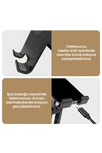 Masa Üstü Tablet ve Telefon Tutucu Stand 3 Kademeli 360 Derece Döndürülebilir ürün fotoğrafı