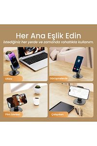 Masa Üstü Tablet ve Telefon Tutucu Stand 3 Kademeli 360 Derece Döndürülebilir ürün fotoğrafı