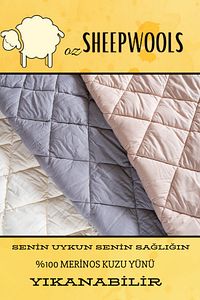 Yün Yorgan Tek Kişilik Yün Yorgan %100 Merinos Kuzu Yünü %100 Pamuk Kumaş Yıkanabilir Organik Doğal ürün fotoğrafı