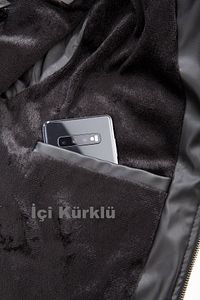 Erkek Dar Kesim Kapüşonlu Deri Ceket ürün fotoğrafı