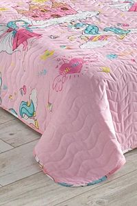 Kapitone Yatak Örtüsü Seti Tek Kişilik Unicorn Dreams Pembe ürün fotoğrafı