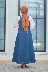 2260- Denim Salopet Etek Koyu Mavi ürün fotoğrafı
