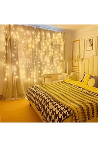 Dekoratif Aydınlatma Led Işıklı Perdesi 300 Led Bakır Tel Perde Dize Işıkları 8 Mod Uzaktan Kumanda ürün fotoğrafı