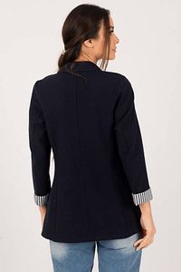 Kadın Koyu Lacivert Kol İçi Çizgili Tek Düğmeli Ceket ARM-22K001122 ürün fotoğrafı