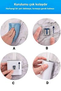 Silikon Klozet Fırçası Banyo Tuvalet Wc Küvet Temizleme Fırçası Duvara Monte Seti ürün fotoğrafı