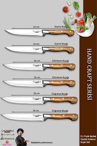 Hand Craft Mutfak Bıçak Seti Et Ekmek Sebze Meyve Bıçağı 6 Lı Set Günlük Kullanım ( Mtf-001 ) ürün fotoğrafı