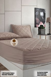 Kahverengi %100 Pamuk Kapitone Fitted Yatak Koruyucu Bebek-Tek-Çift Kişilik-Battal Yatak Alezi ürün fotoğrafı
