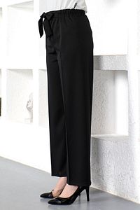 Beli Lastikli Bol Paça Pantolon Tsd230109 Siyah ürün fotoğrafı
