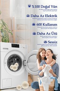 Clean 3 Adet Çamaşır Yün Keçe Kurutma Topu + 30ml Esans Koku Hediye - Doğal ve Çevre Dostu ürün fotoğrafı