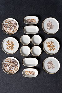 14 Parça 6 Kişilik Handmade Kahve Yaprak Kahvaltı Takımı - Lüx Kahvaltılık Sunum Seti ürün fotoğrafı